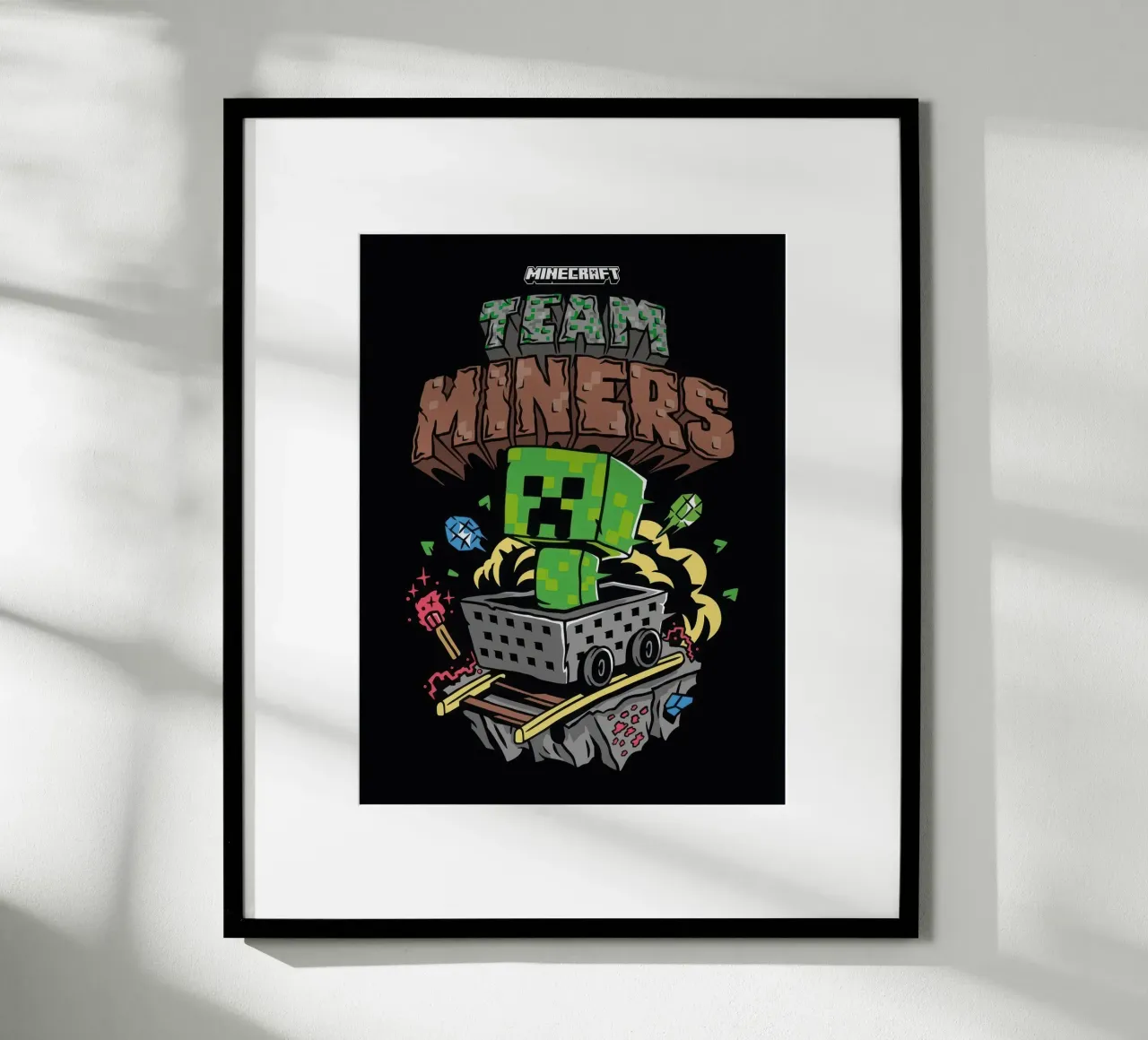 minatori della squadra minecraft poster con telaio in alluminio da mix mate