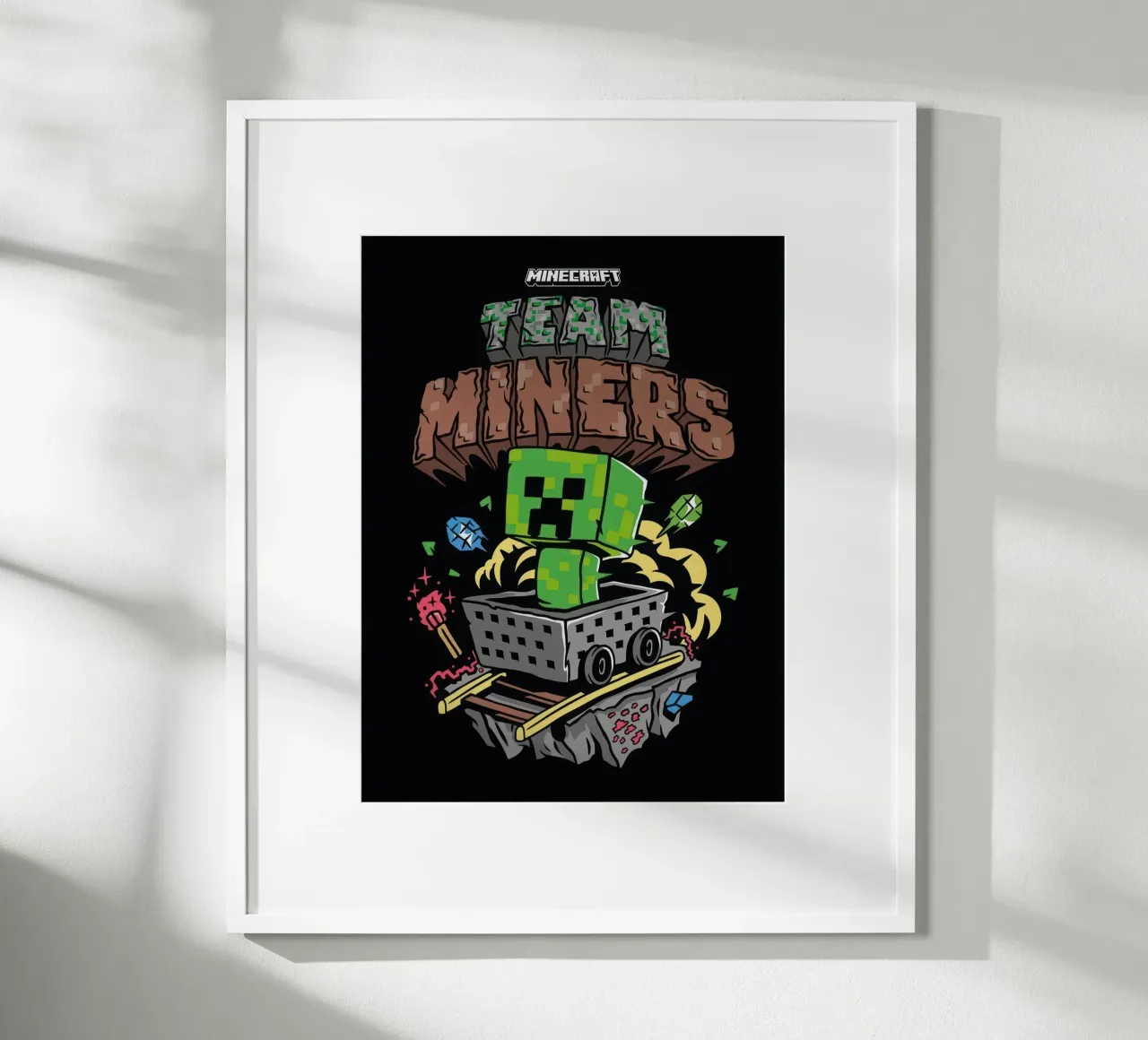 minatori della squadra minecraft poster con telaio in alluminio da mix mate