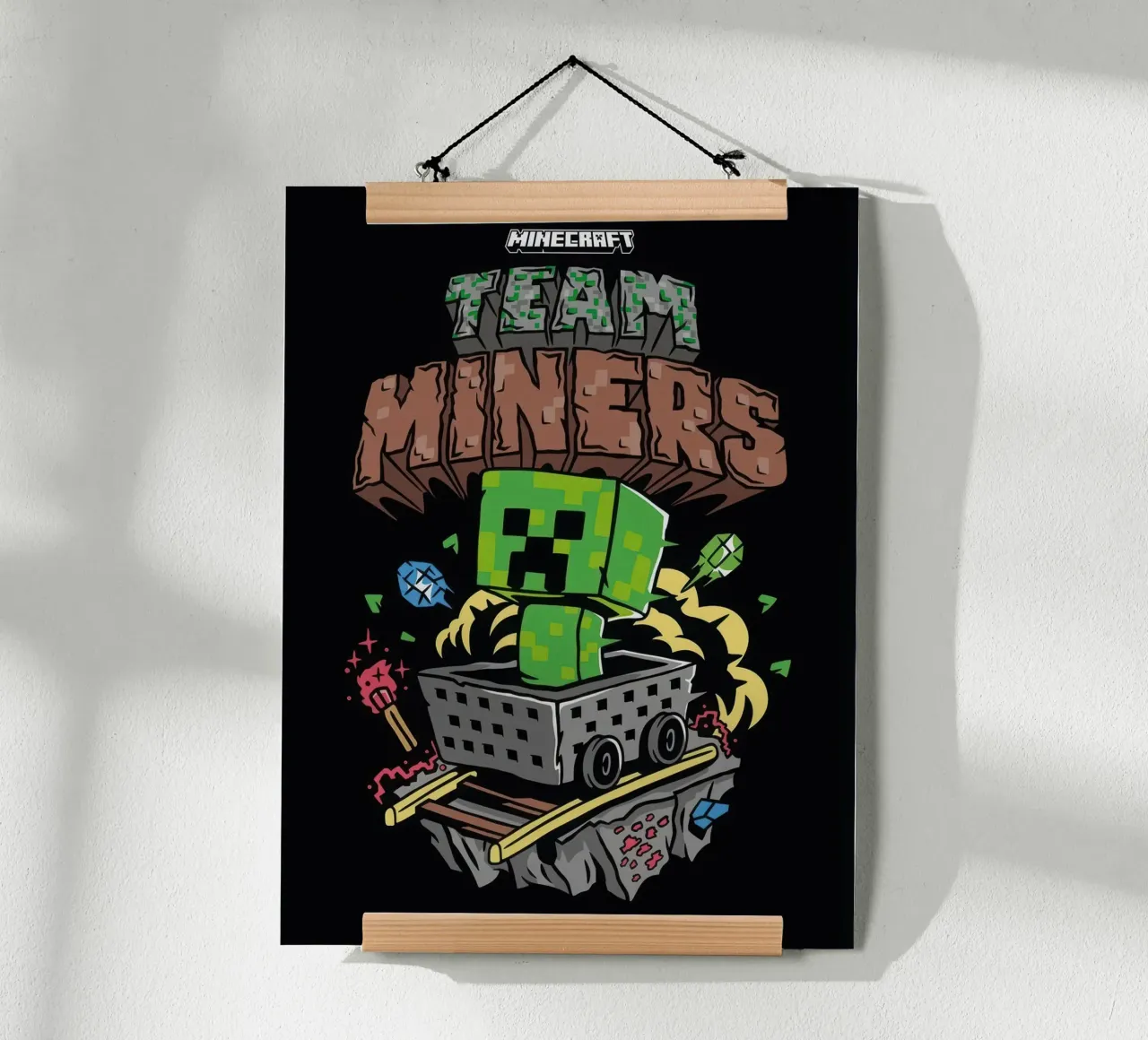 minatori della squadra minecraft poster con telaio in alluminio da mix mate