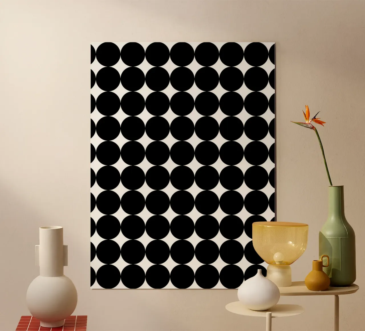 Cerchi geometrici scandinavi minimalisti | Nero su bianco poster con telaio in legno da Beauty in Simplicity