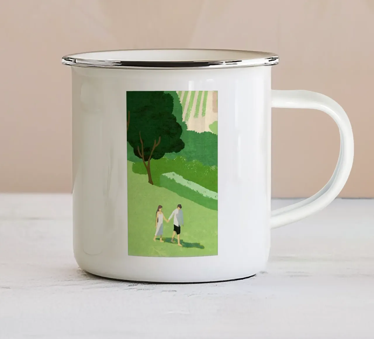couple tazza in smalto da mip of map