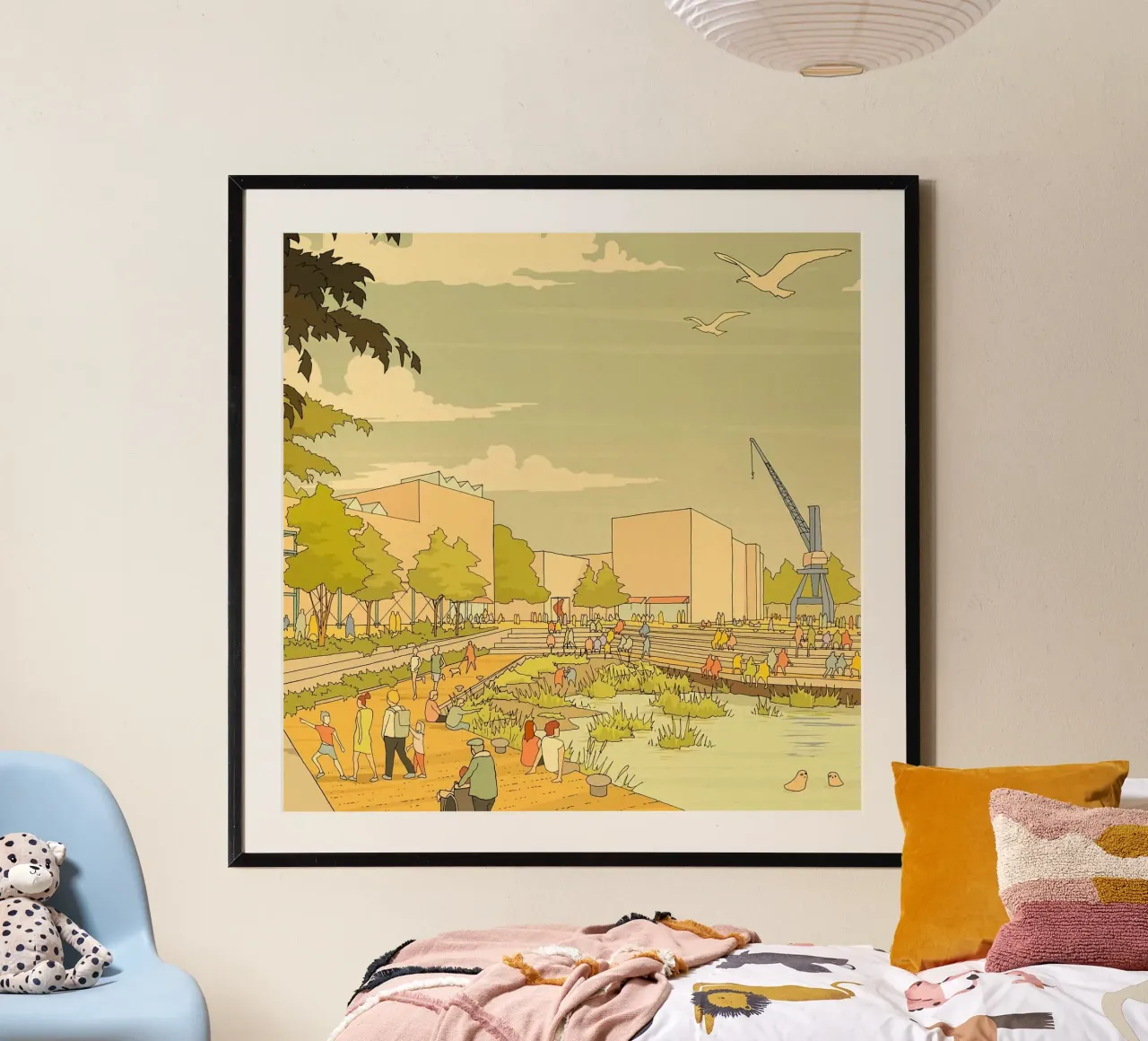 pathway lake walkers poster con telaio in alluminio da mip of map