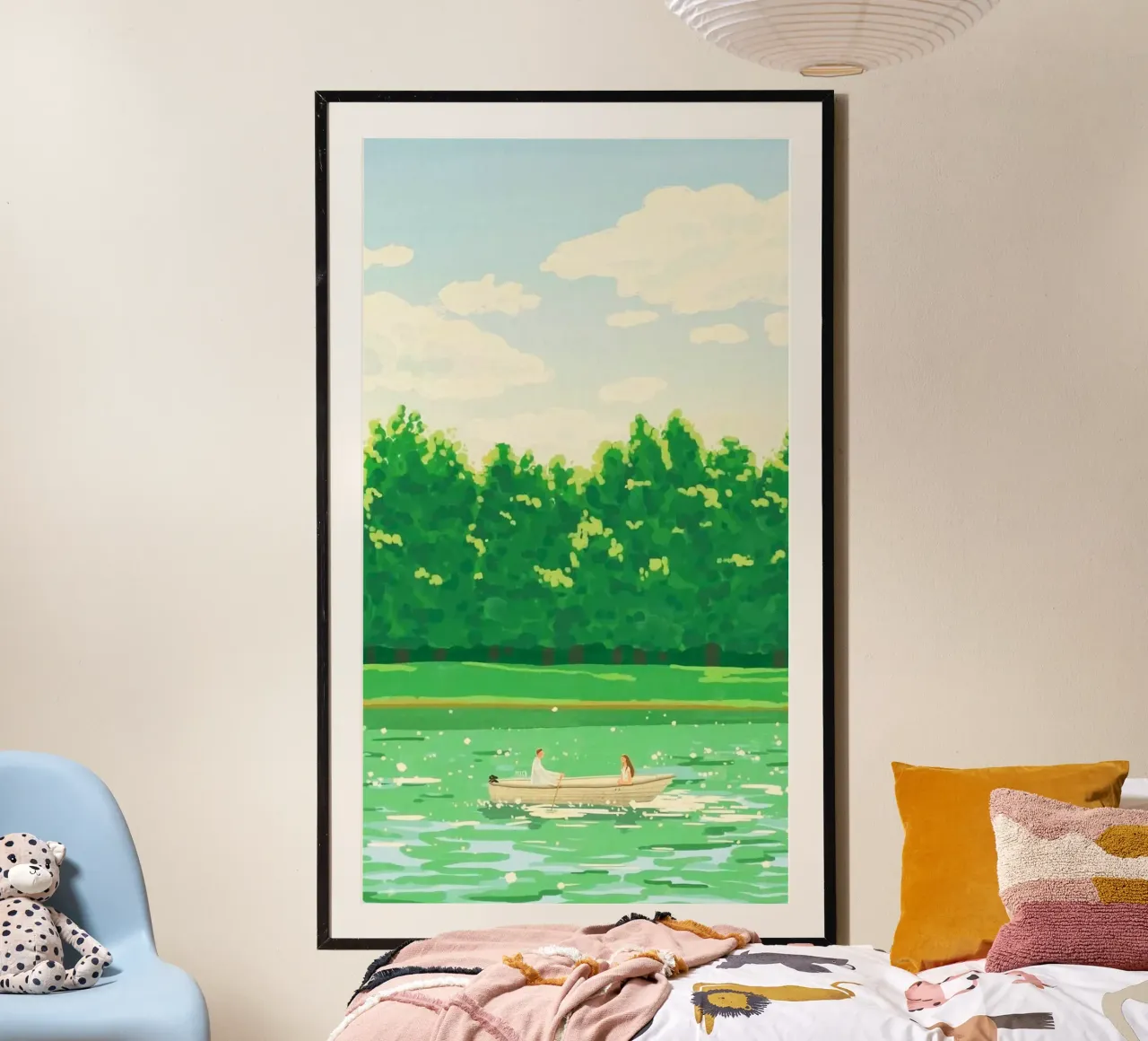 clouds greenery leaves poster con telaio in legno da mip of map