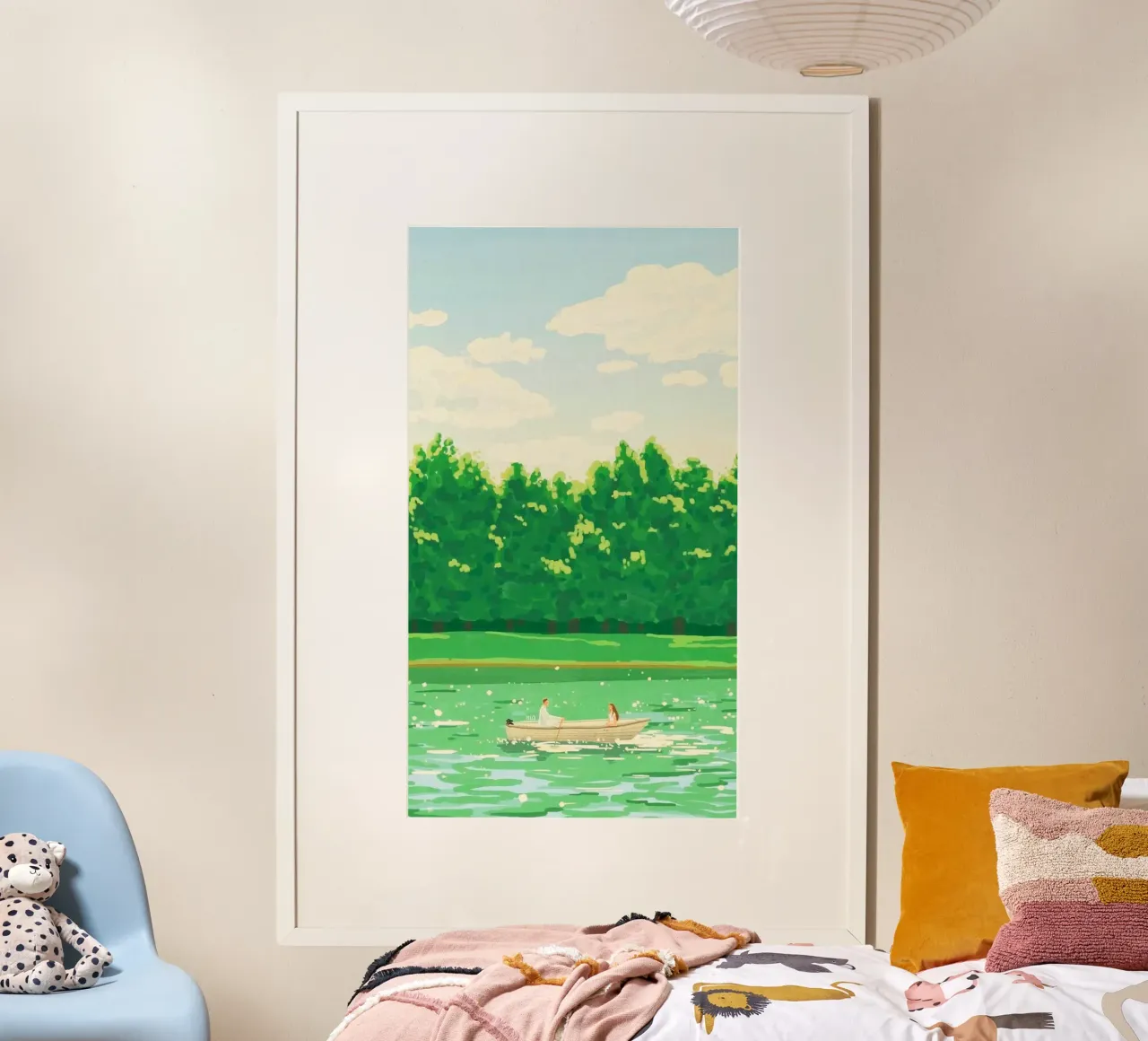 clouds greenery leaves poster con telaio in legno da mip of map