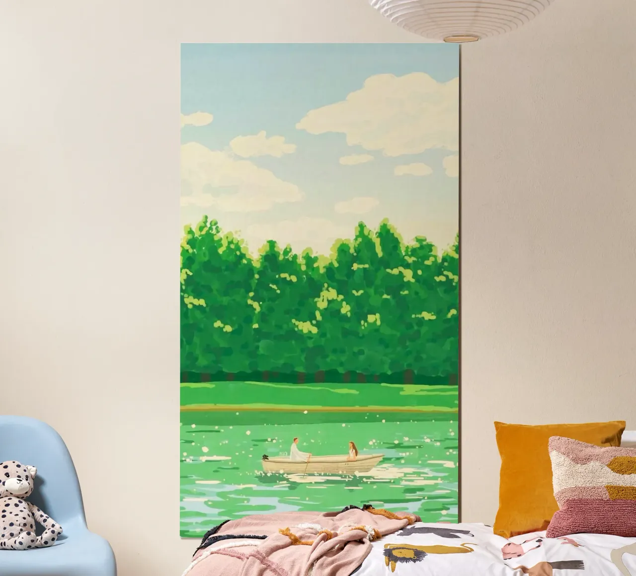 clouds greenery leaves poster con telaio in legno da mip of map