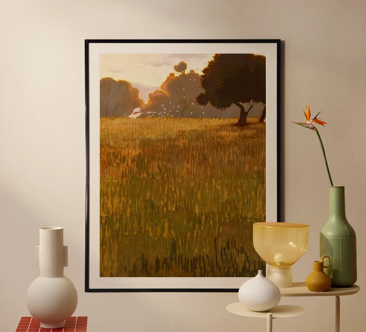 autumn foliage clouds poster con telaio in legno da mip of map