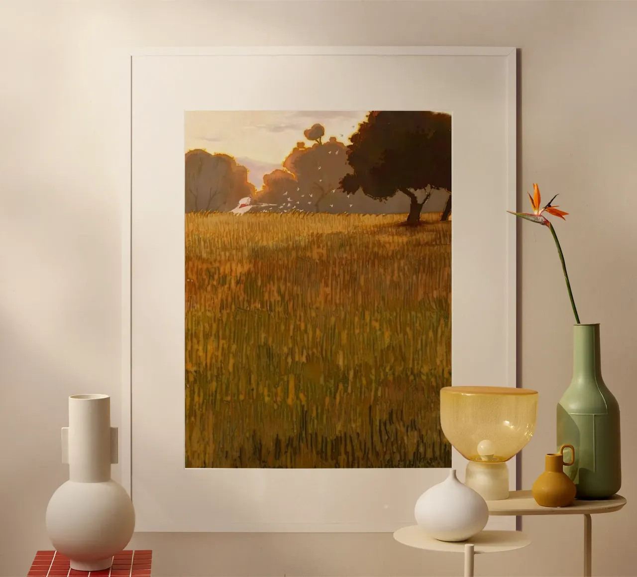 autumn foliage clouds poster con telaio in legno da mip of map