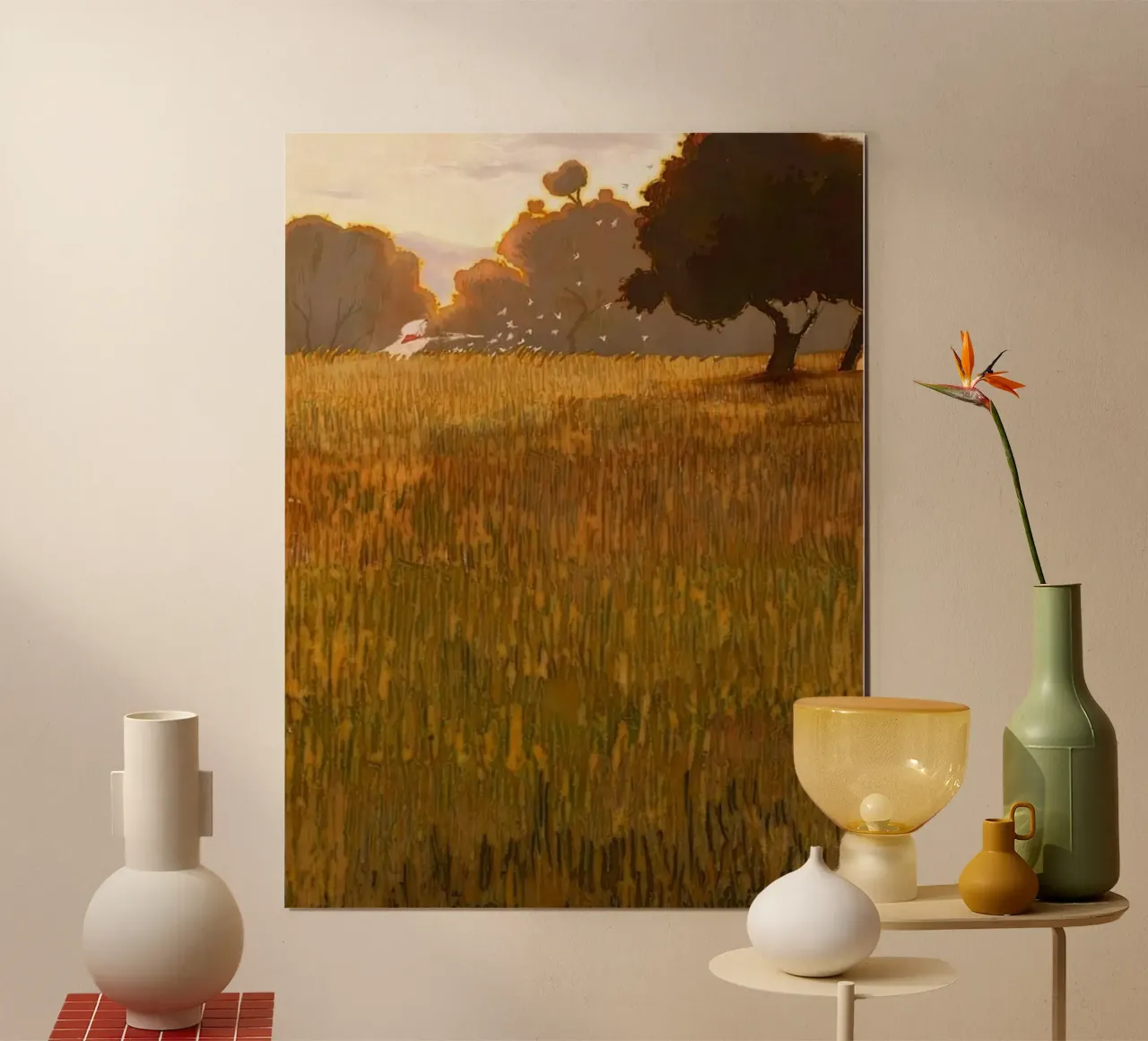 autumn foliage clouds poster con telaio in legno da mip of map