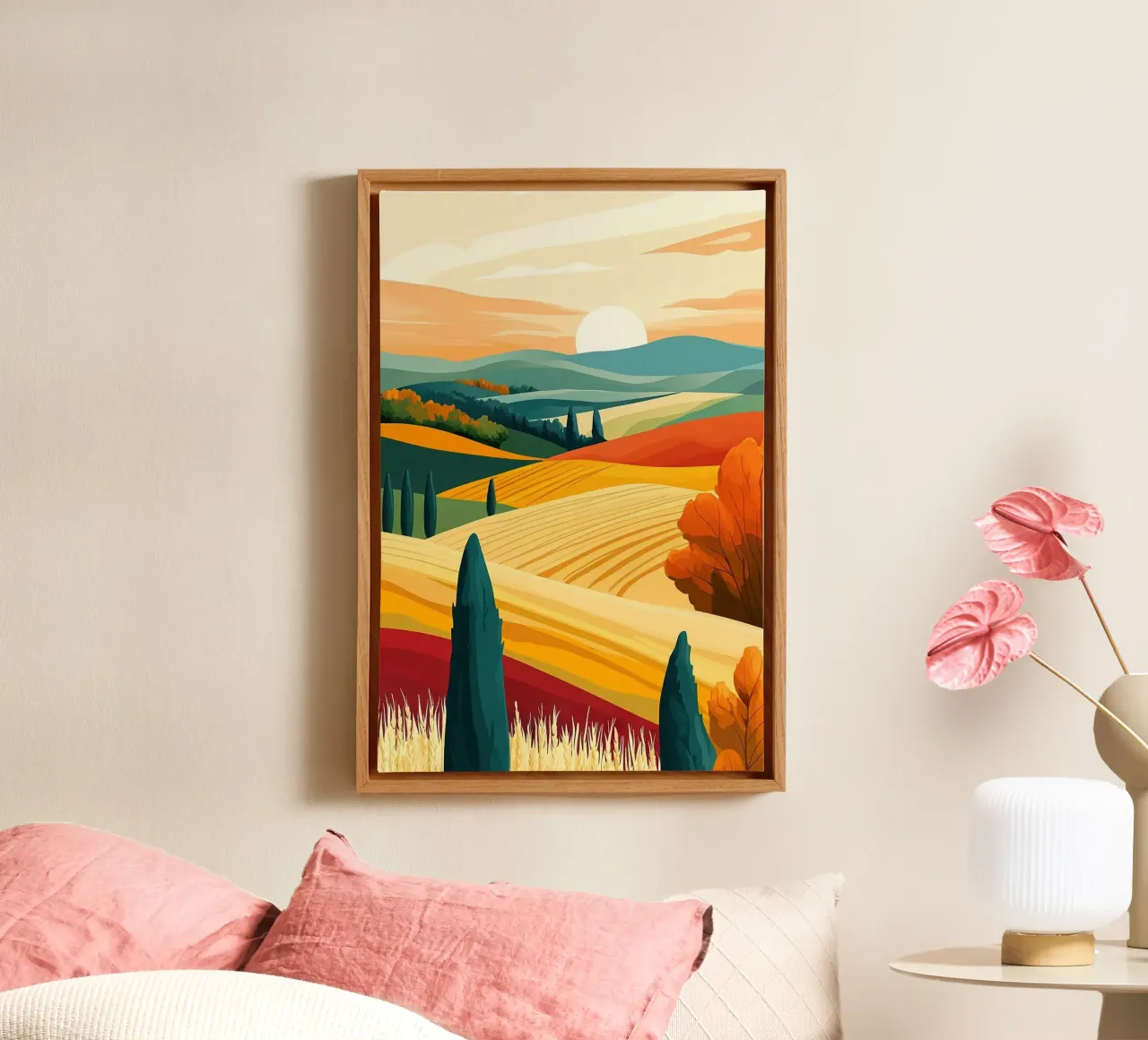 green field orange field tela con Cornice a cassetta da mip of map