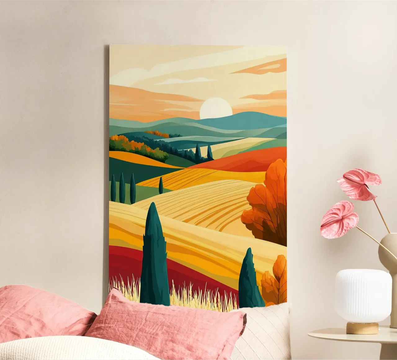 green field orange field tela con Cornice a cassetta da mip of map
