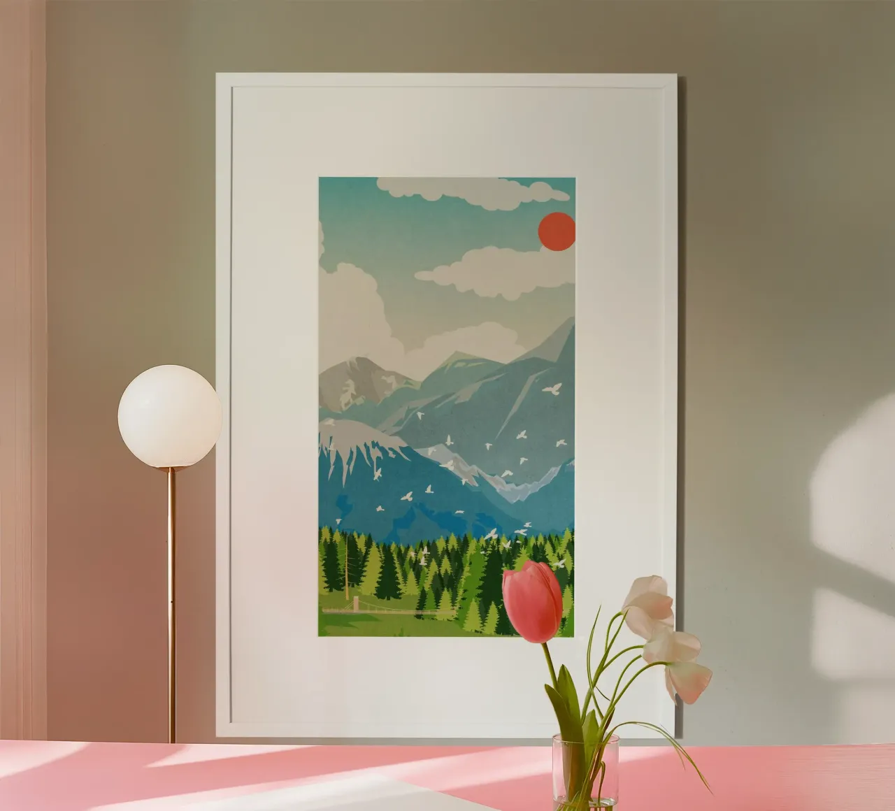 nature landscape grass poster con telaio in alluminio da mip of map