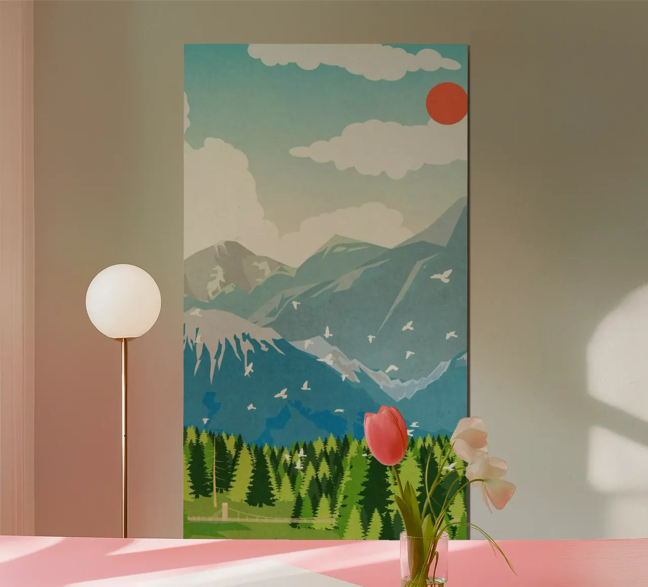 nature landscape grass poster con telaio in alluminio da mip of map
