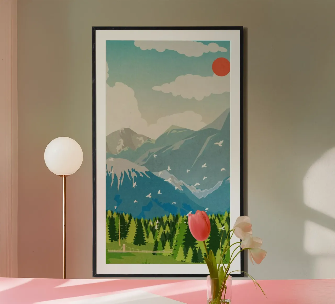 nature landscape grass poster con telaio in alluminio da mip of map