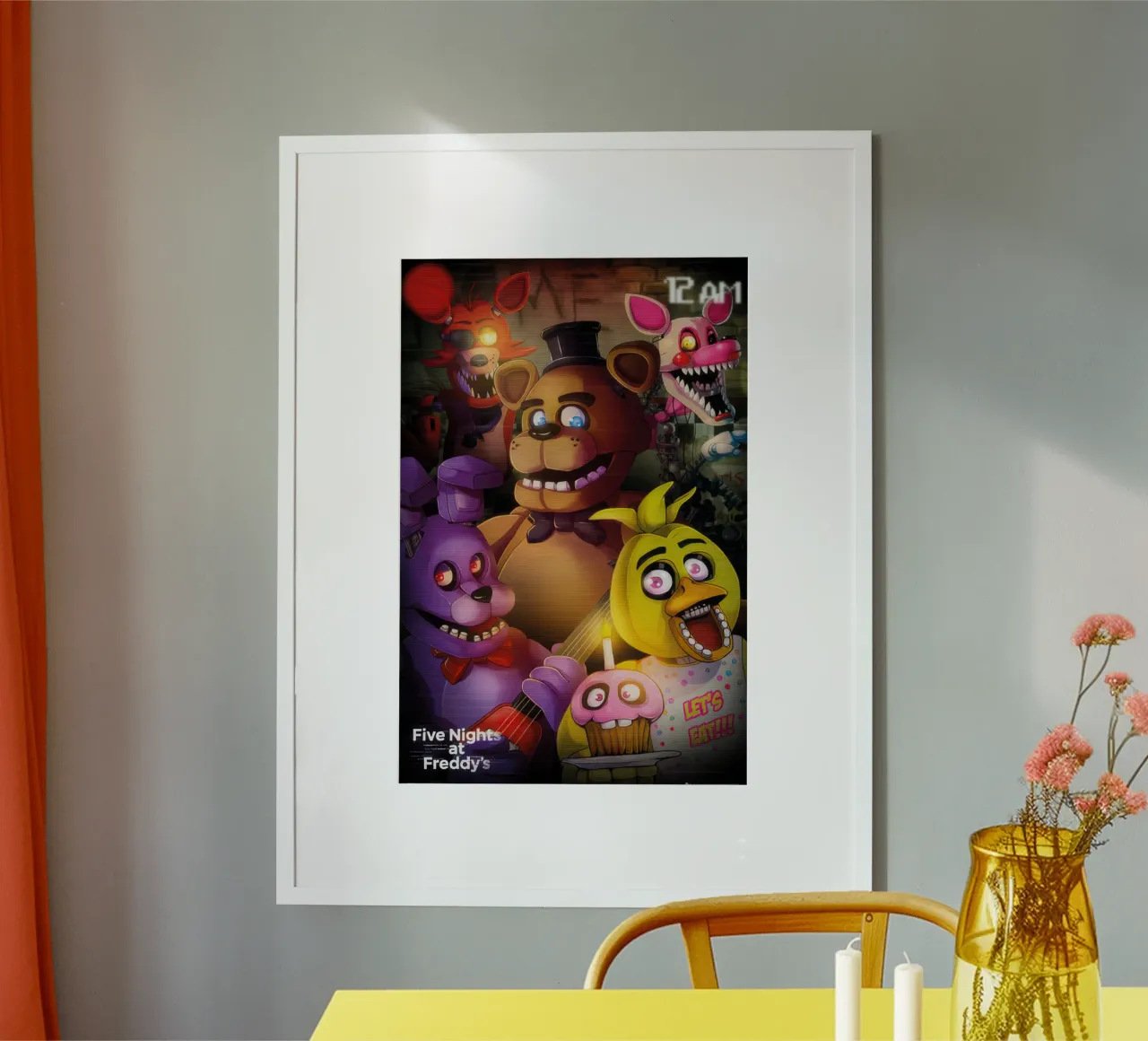 five nights at freddys 12 am poster with aluminum frame by mix mate