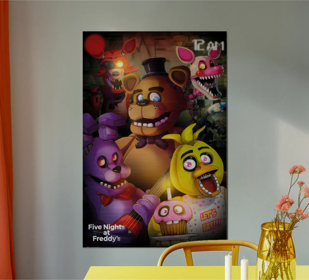 five nights at freddys 12 am poster with aluminum frame by mix mate