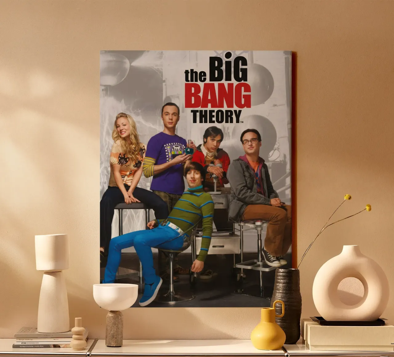 the big bang theory characters canvas with Floater frame by mix mate