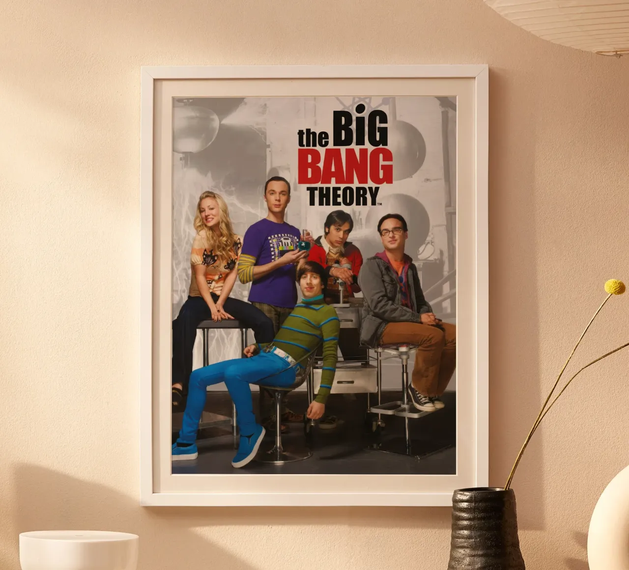 the big bang theory characters poster with aluminum frame by mix mate