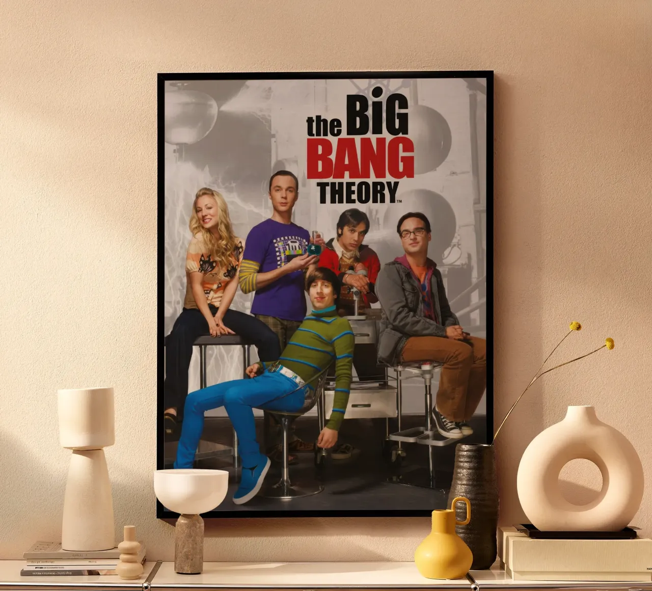 the big bang theory characters poster with aluminum frame by mix mate