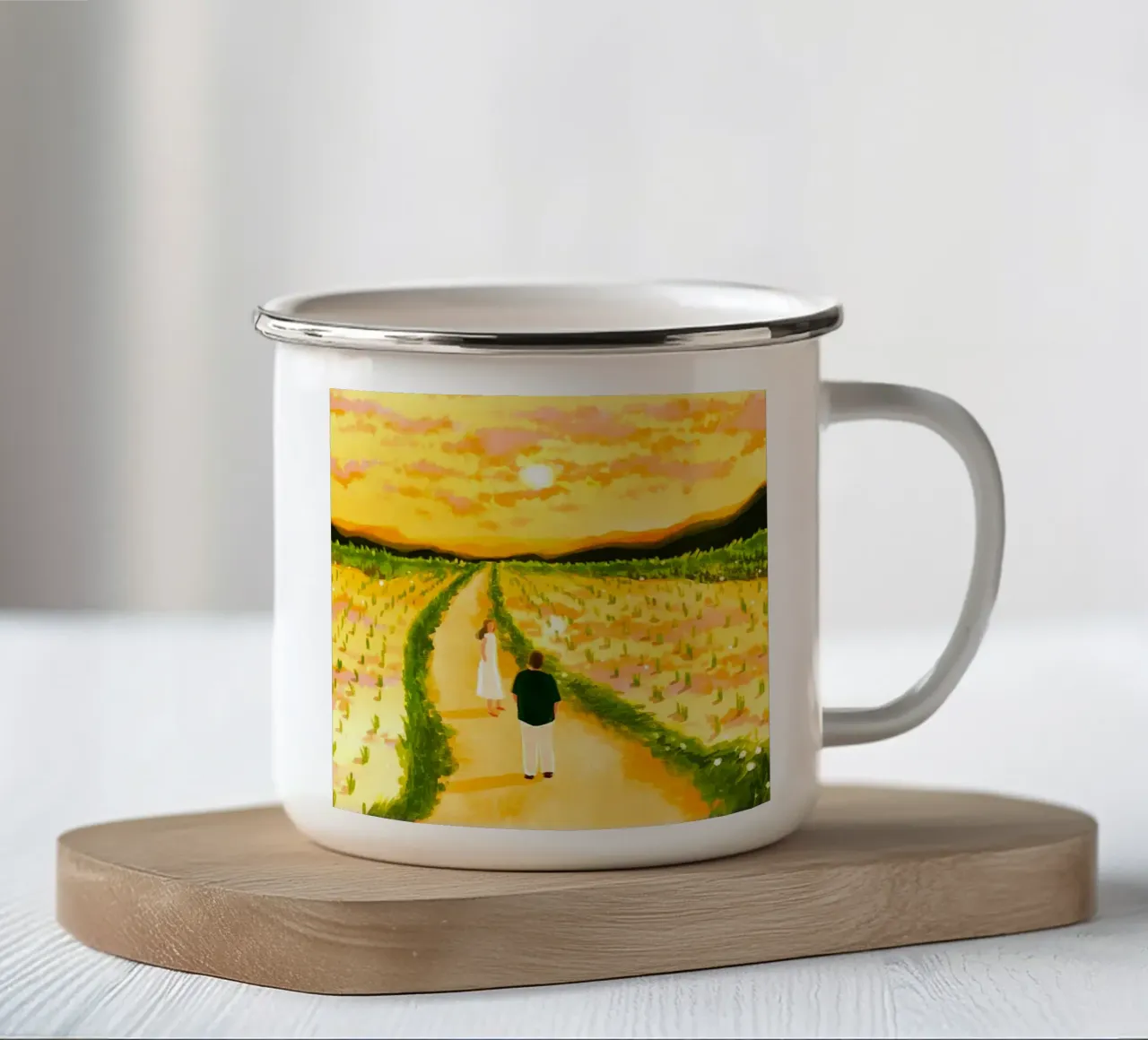 person standing meadow tazza in smalto da Good days