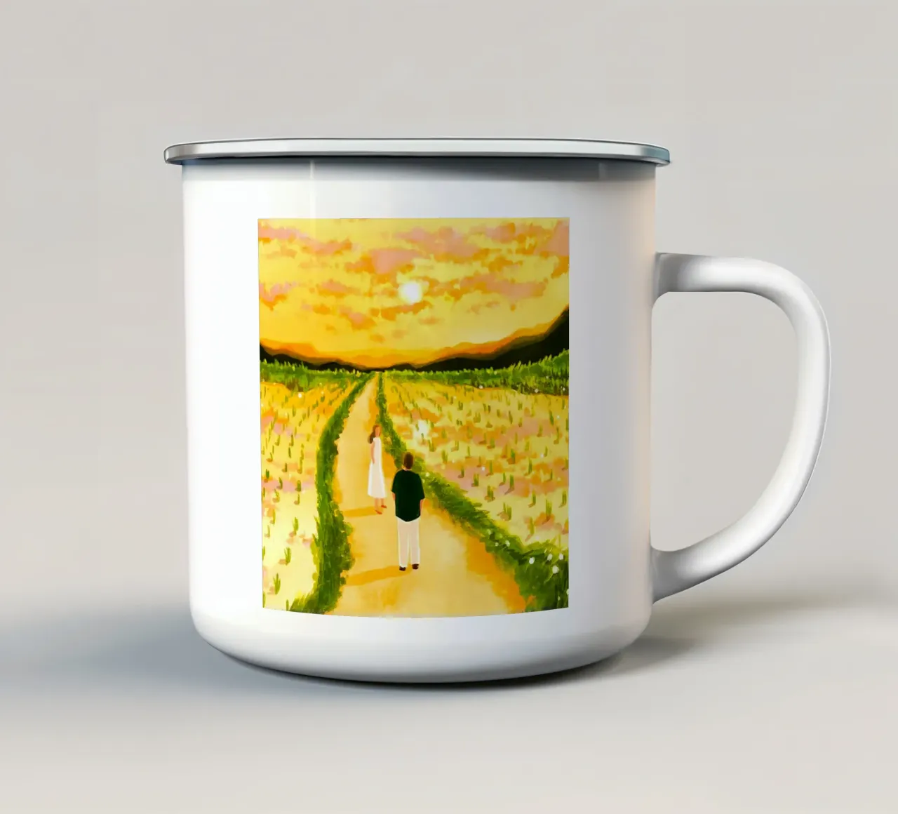person standing meadow tazza in smalto da Good days