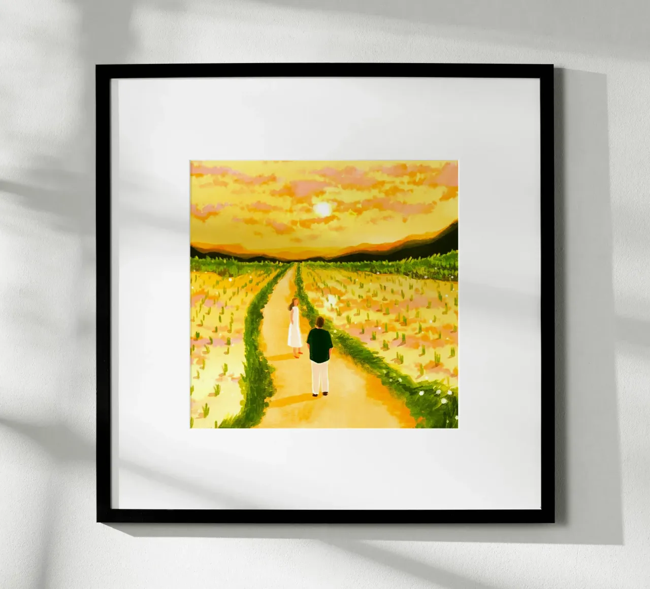 person standing meadow poster con telaio in plastica da Good days