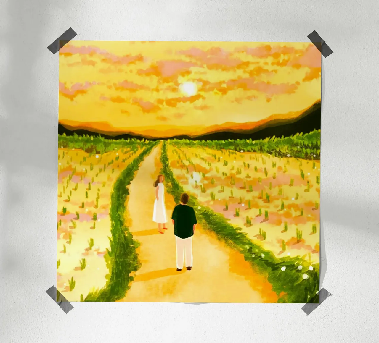 person standing meadow poster con telaio in plastica da Good days