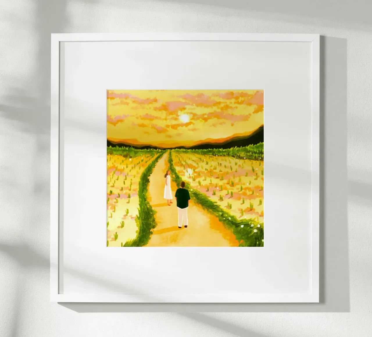 person standing meadow poster con telaio in plastica da Good days