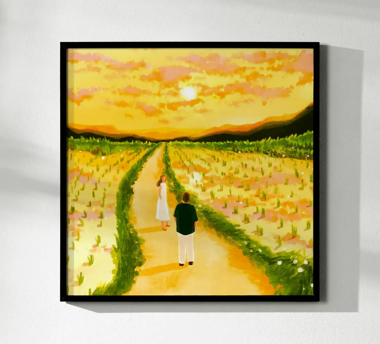 person standing meadow poster con telaio in plastica da Good days