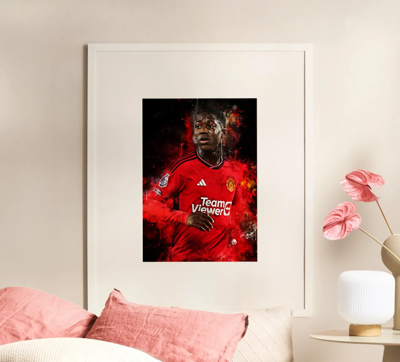 Kobbie Mainoo poster con telaio in legno da MasterInkArt