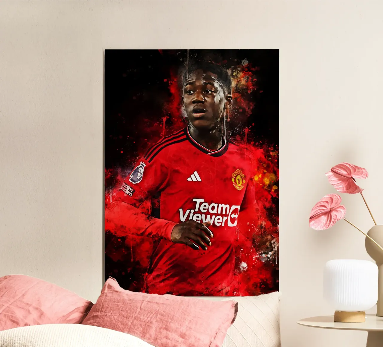 Kobbie Mainoo poster con telaio in legno da MasterInkArt