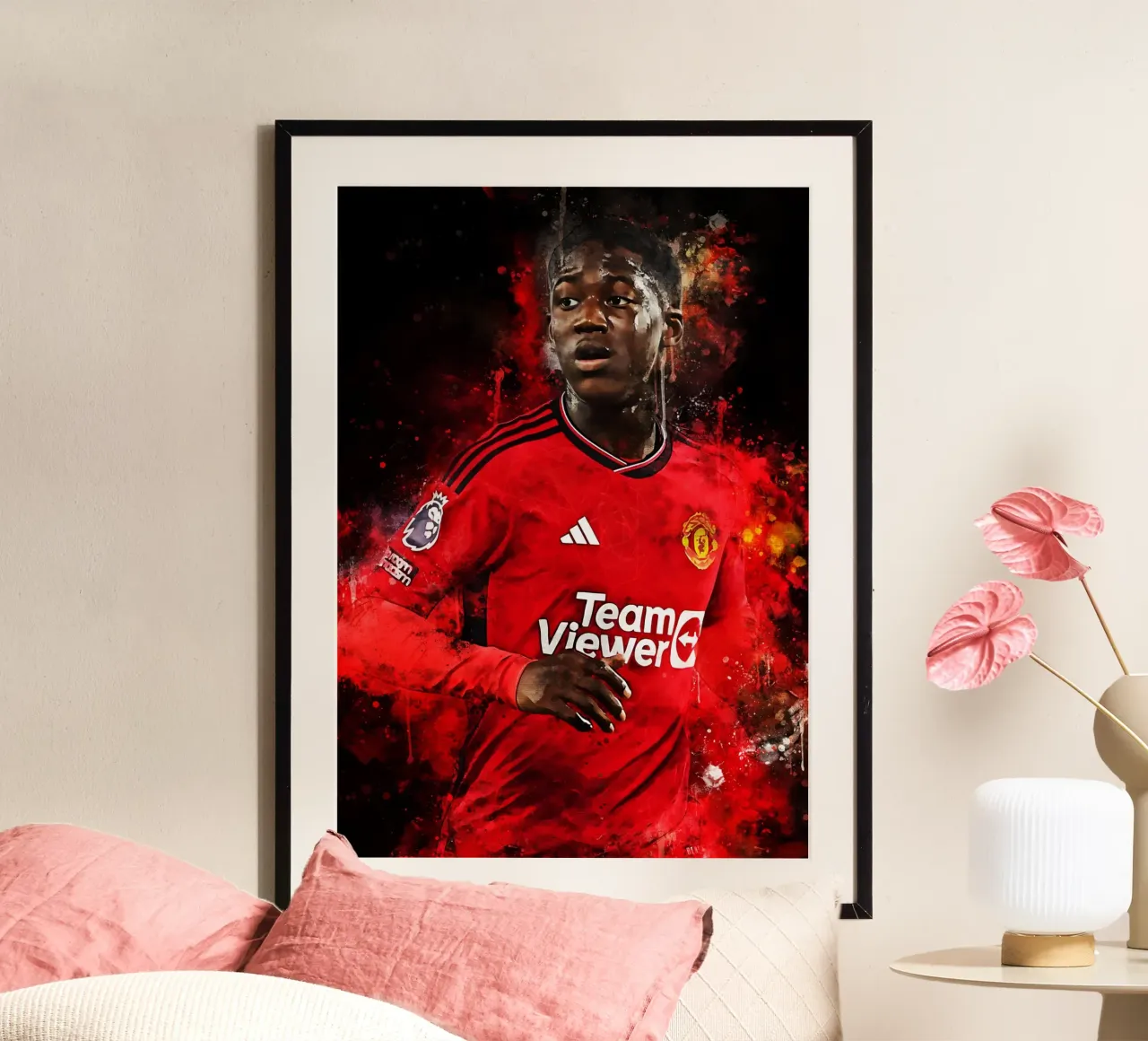 Kobbie Mainoo poster con telaio in legno da MasterInkArt