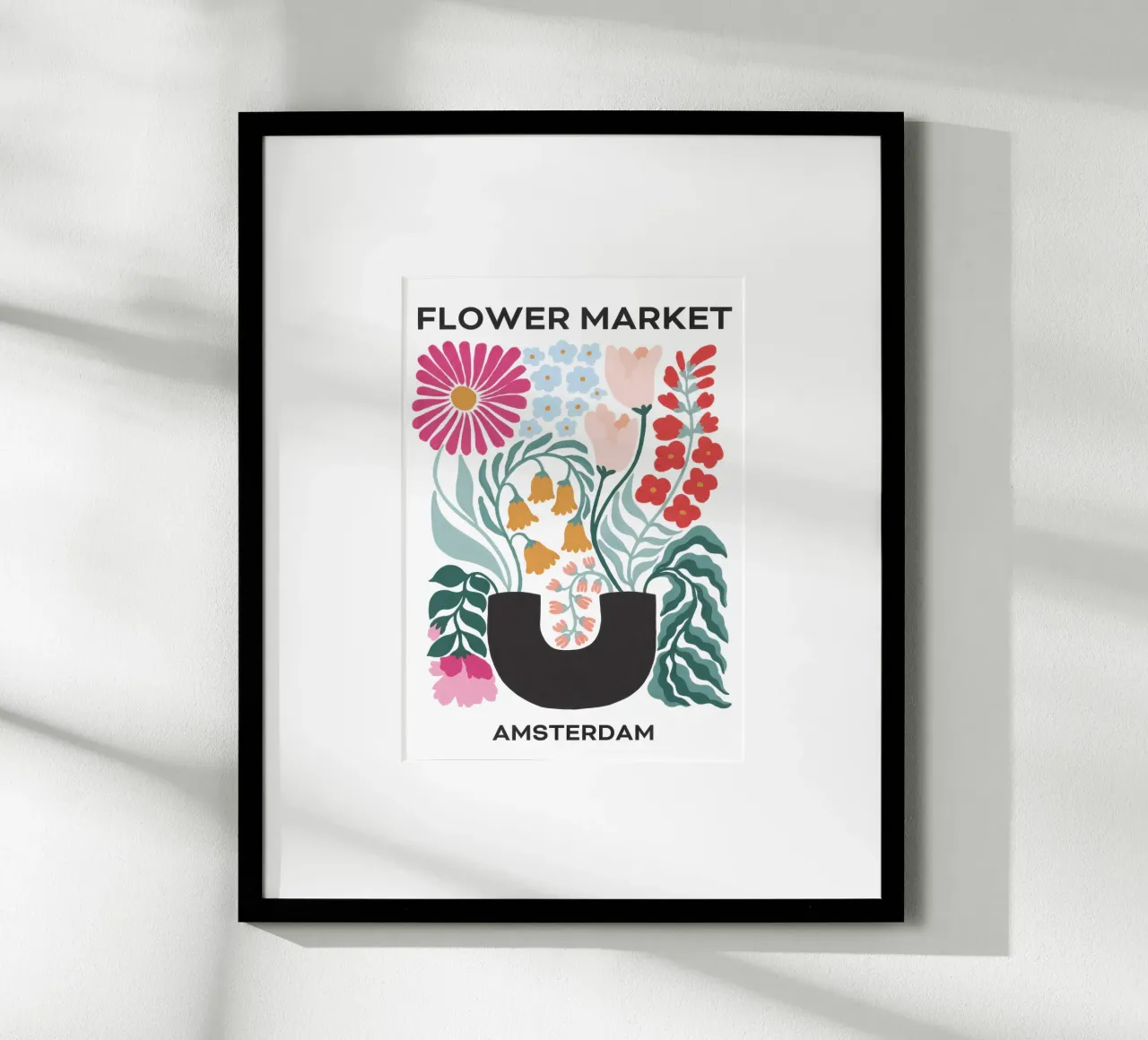 Mercato dei fiori - Amsterdam poster con telaio in legno da TekleDawit