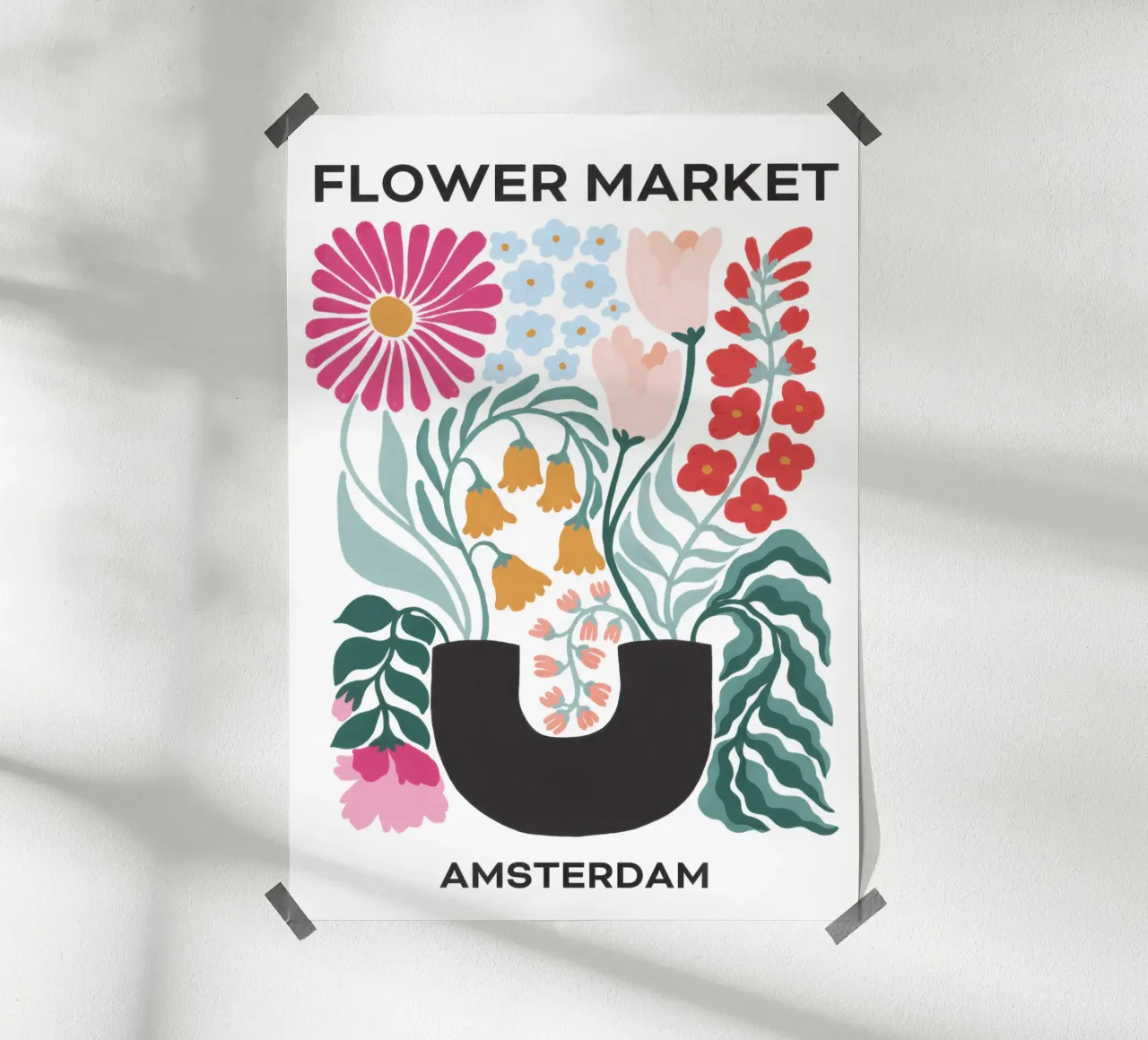 Mercato dei fiori - Amsterdam poster con telaio in legno da TekleDawit