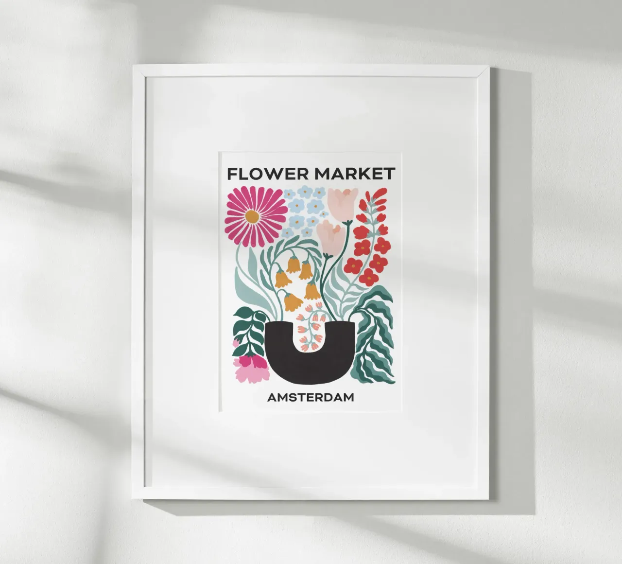 Mercato dei fiori - Amsterdam poster con telaio in legno da TekleDawit