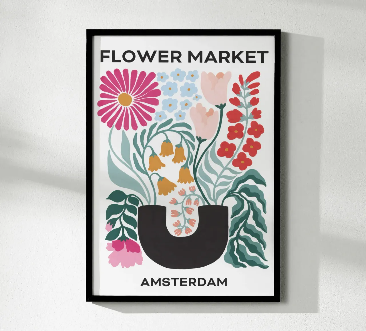 Mercato dei fiori - Amsterdam poster con telaio in legno da TekleDawit