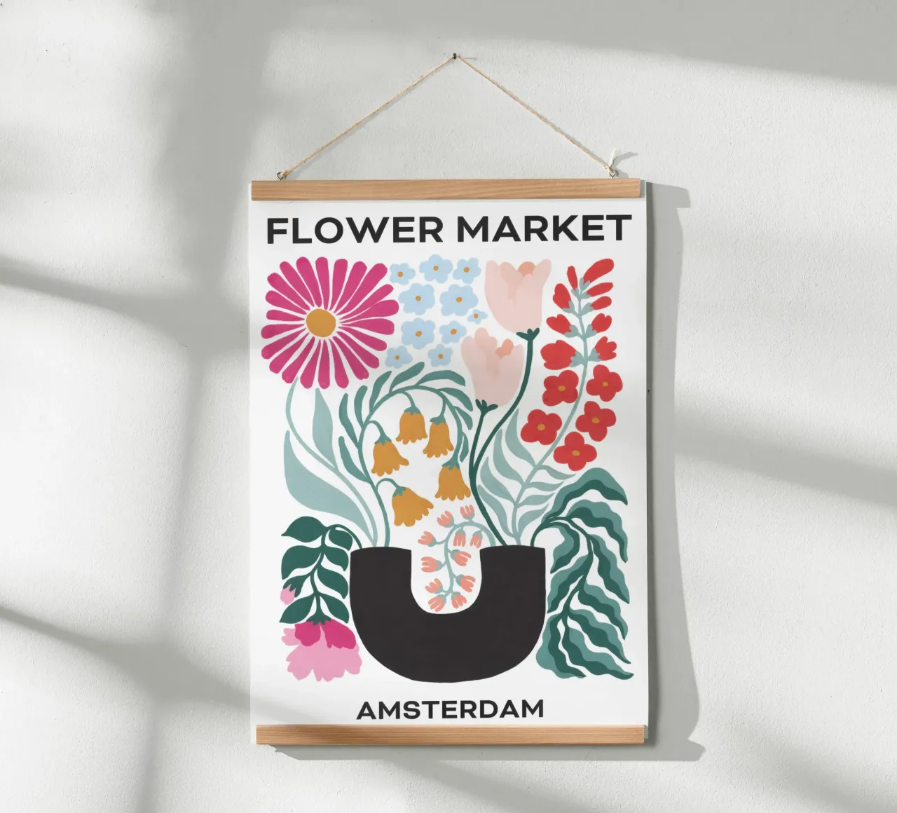 Mercato dei fiori - Amsterdam poster con telaio in legno da TekleDawit
