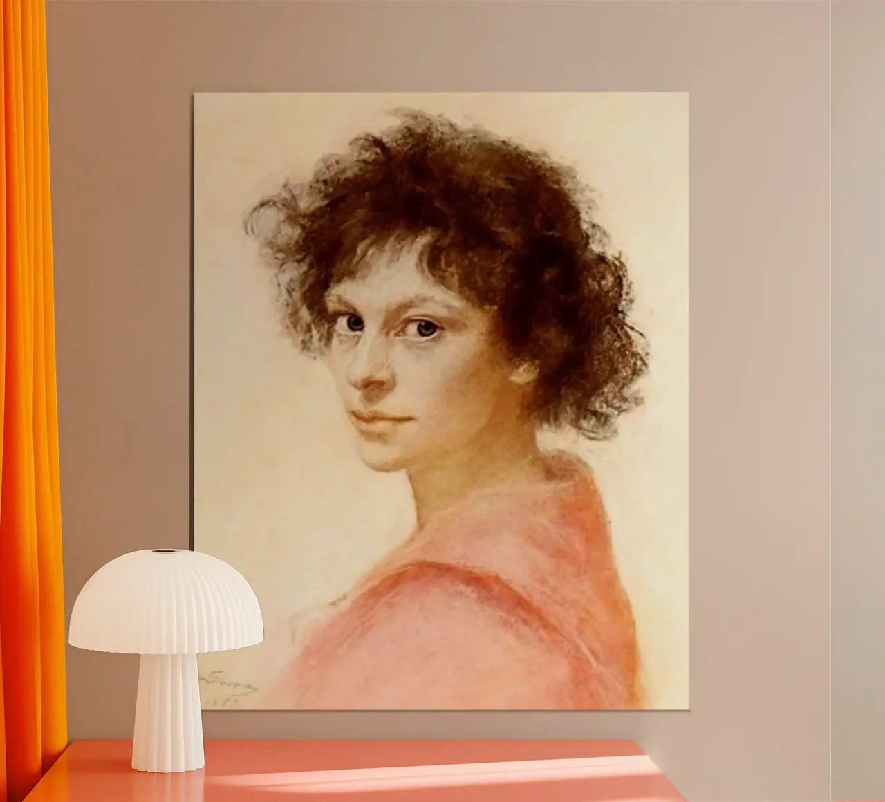bella donna con i capelli ricci poster con telaio in plastica da iding store