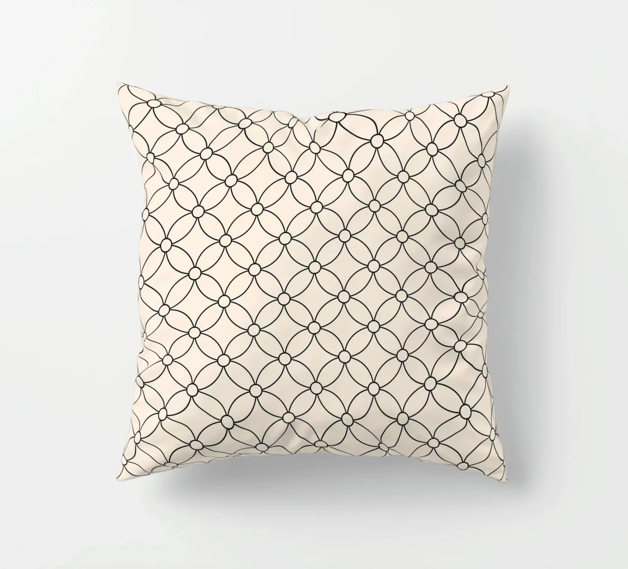Disegno geometrico minimale di fiori semplici - nero su avorio cuscino da Beauty in Simplicity