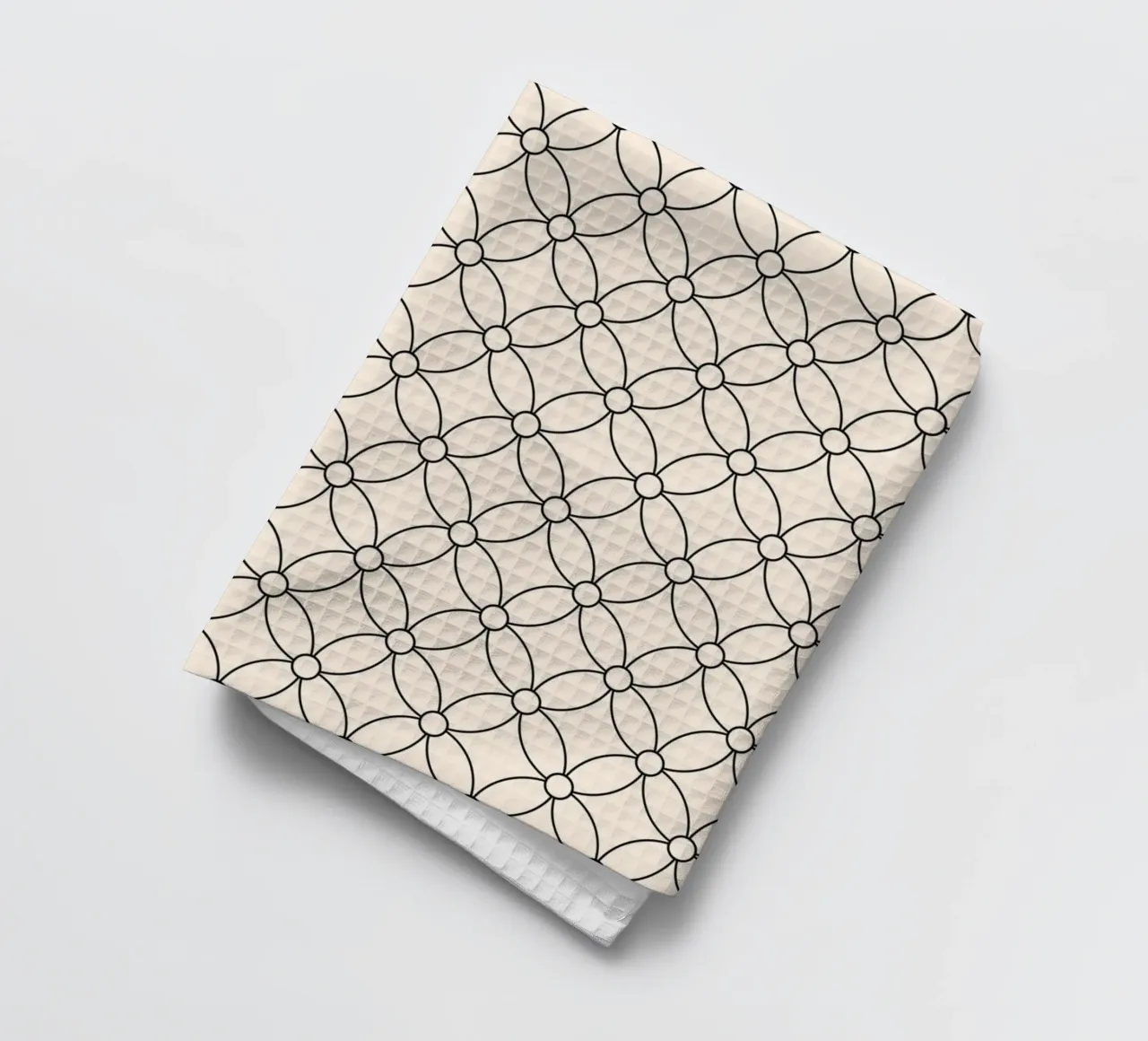 Motif géométrique minimal de fleurs simples | Noir sur ivoire torchon de Beauty in Simplicity