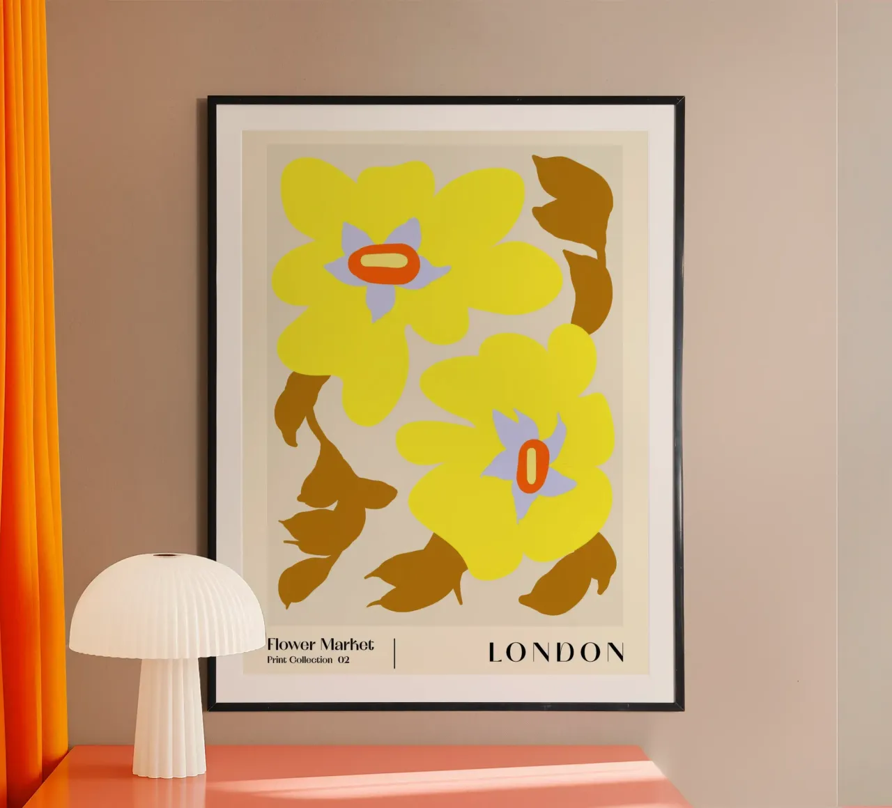 Mercato dei fiori di Londra poster con telaio in alluminio da TekleDawit