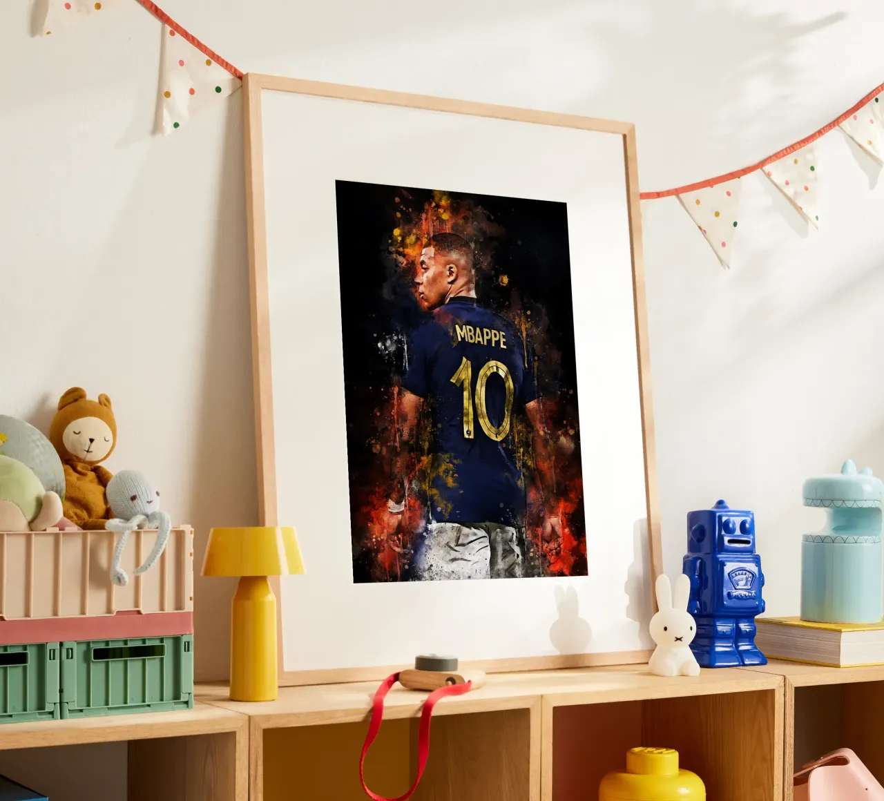 Kylian Mbappé poster con telaio in legno da MasterInkArt