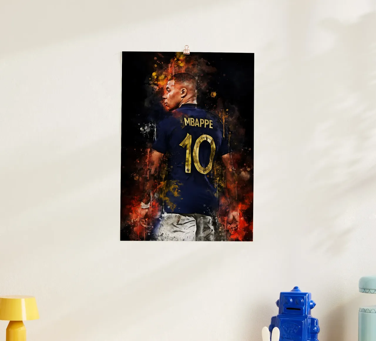Kylian Mbappé poster con telaio in legno da MasterInkArt