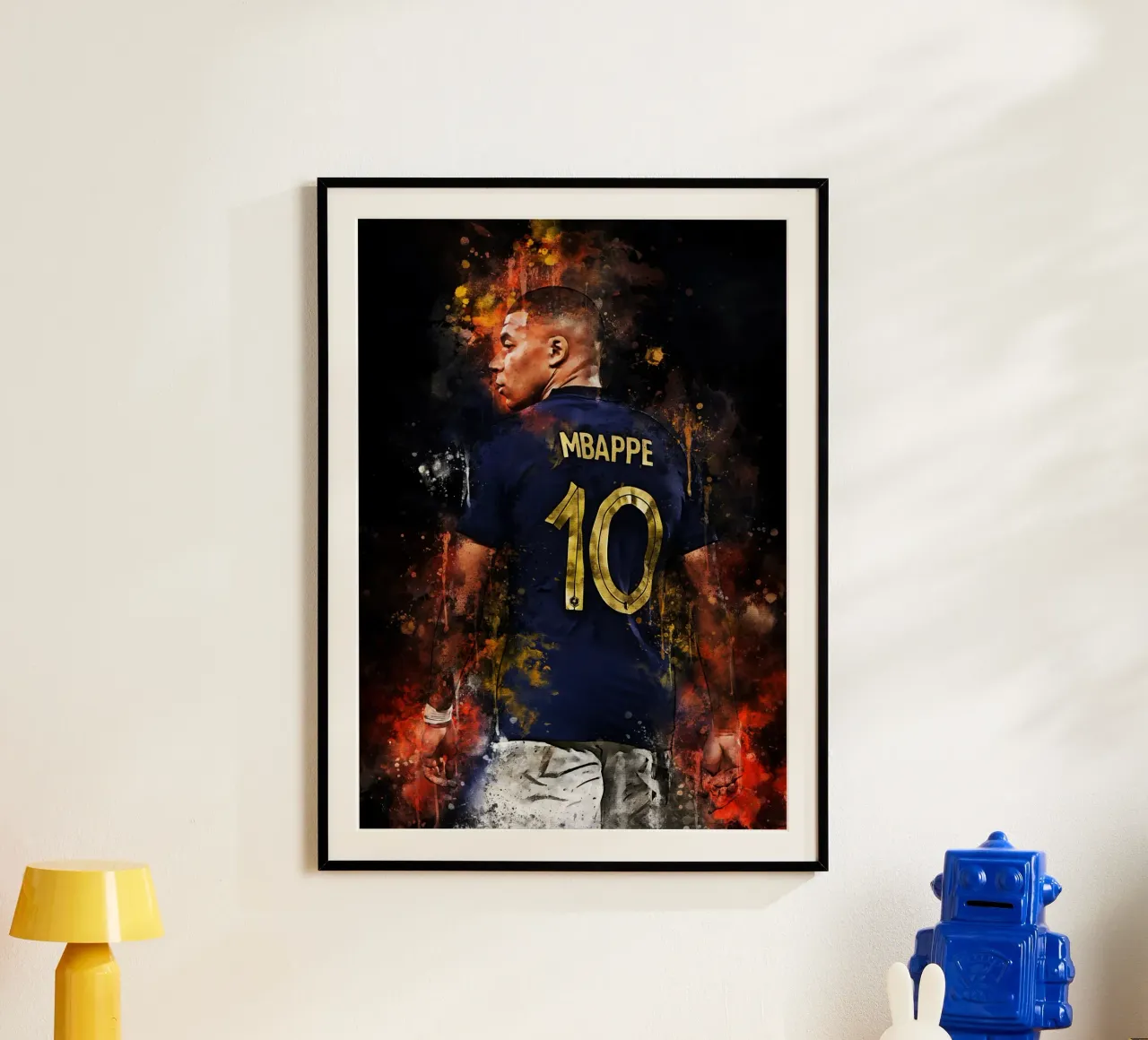 Kylian Mbappé poster con telaio in legno da MasterInkArt