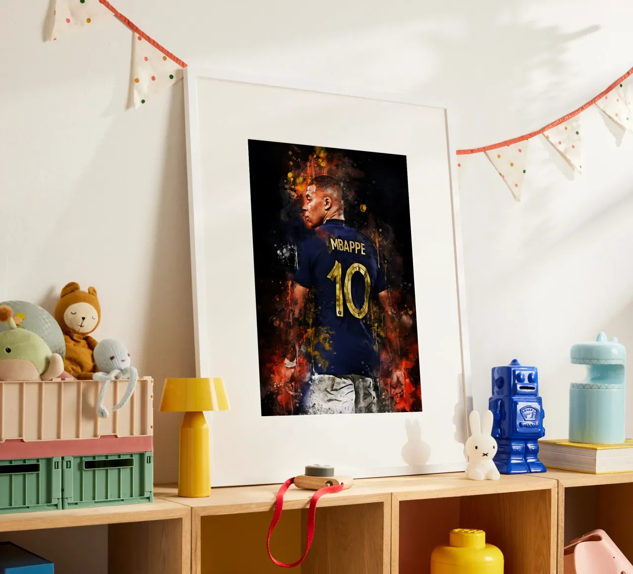 Kylian Mbappé poster con telaio in legno da MasterInkArt