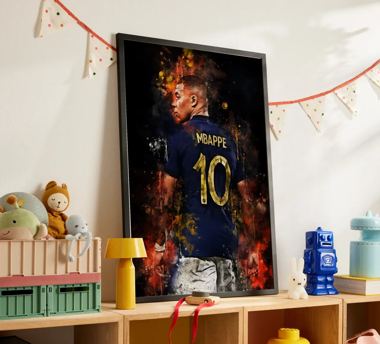 Kylian Mbappé poster con telaio in legno da MasterInkArt