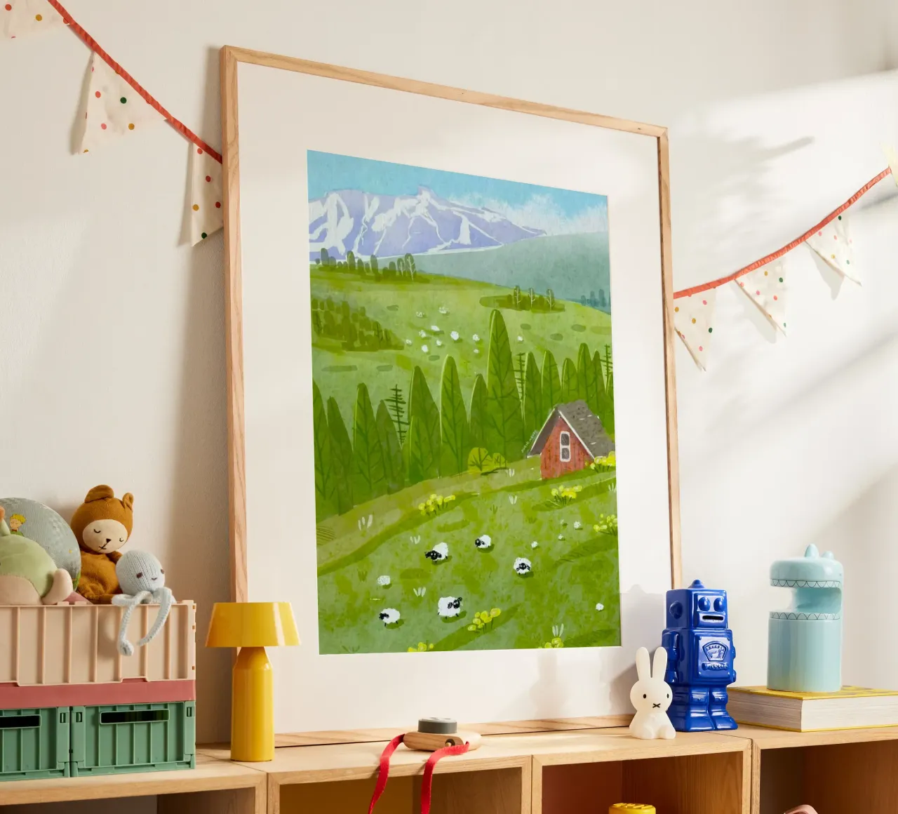 hills pasture window poster con telaio in plastica da Good days