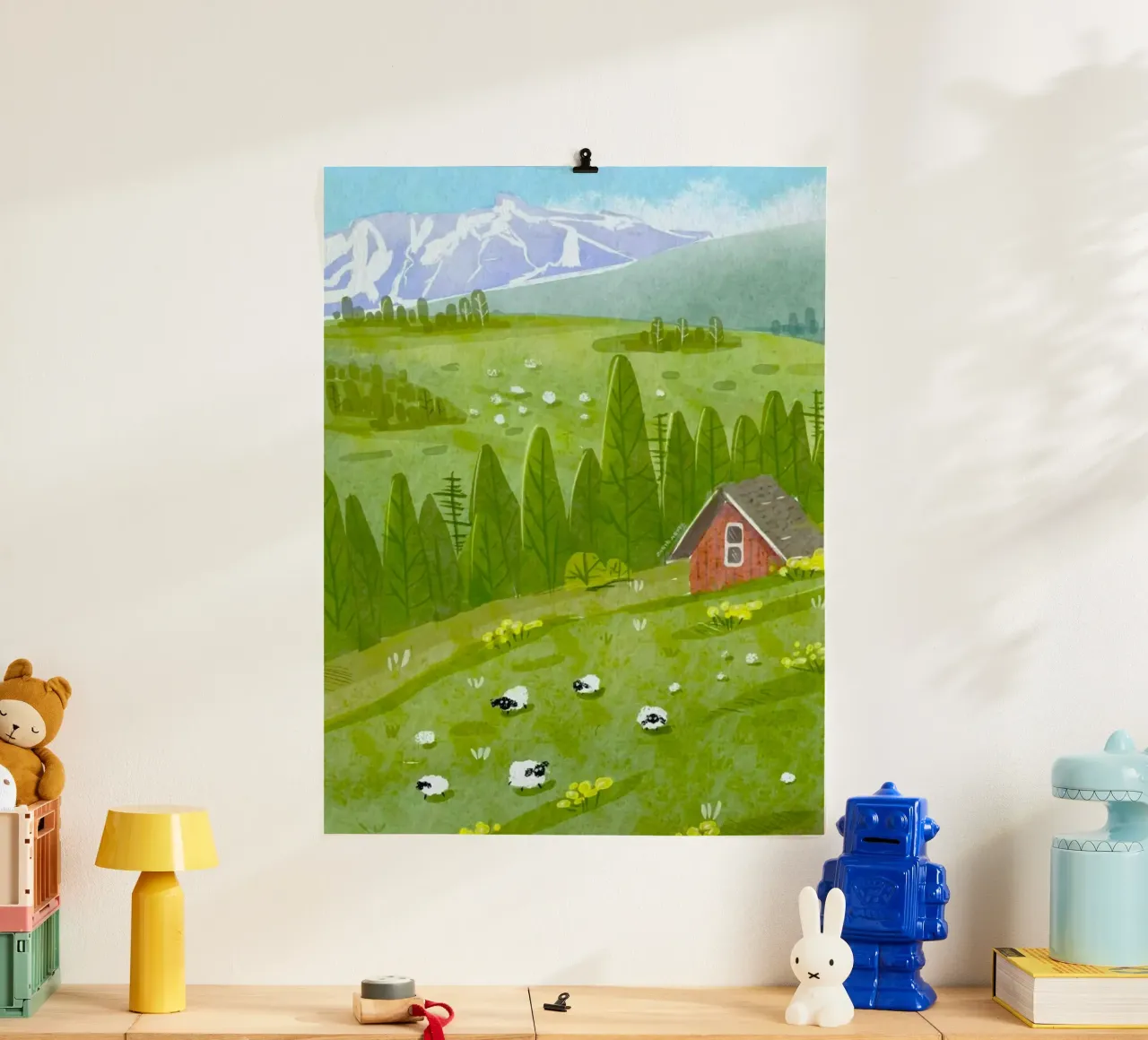 hills pasture window poster con telaio in plastica da Good days