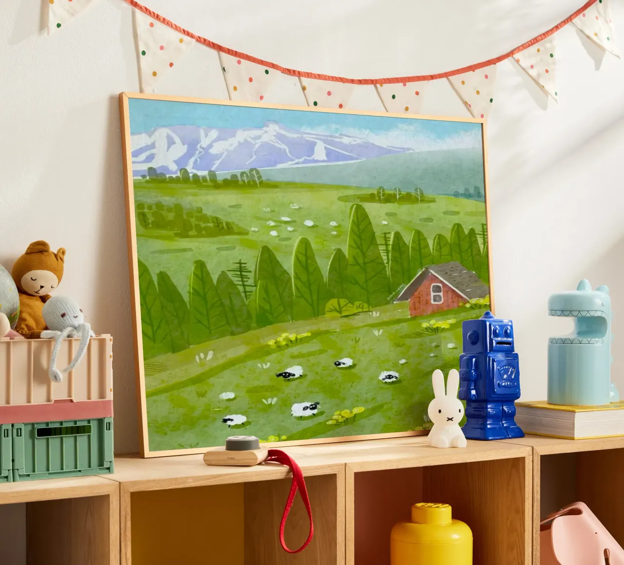 hills pasture window poster con telaio in plastica da Good days