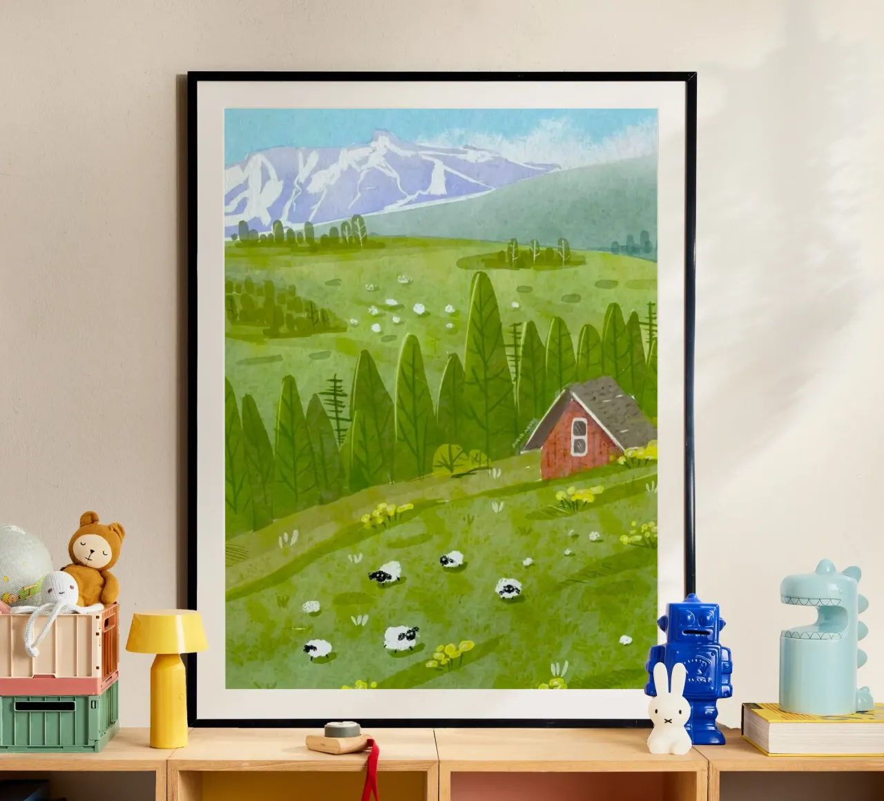 hills pasture window poster con telaio in plastica da Good days