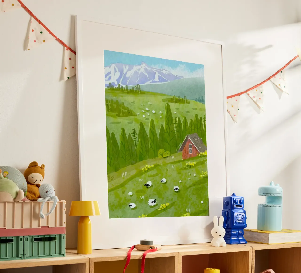 hills pasture window poster con telaio in plastica da Good days